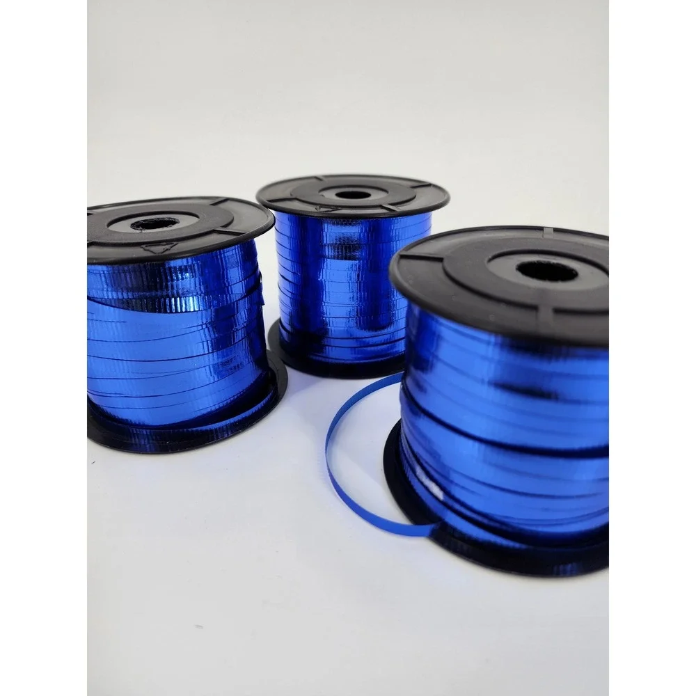 6 Pack Metallic Curling Ribbon Spools Royal Blue and Silver Gift Wrap Balloon